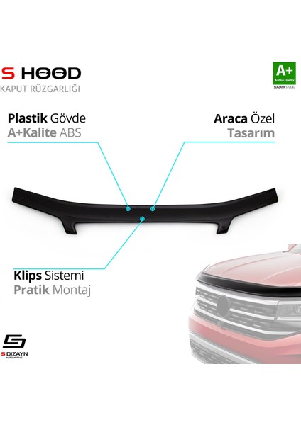 S-Dizayn Hyundai Starex Abs Plastik Kaput Rüzgarlığı 2003-2008 A+Kalite
