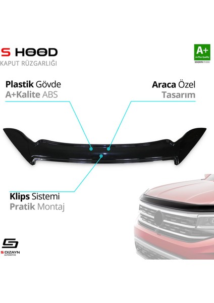 S-Dizayn Isuzu D-Max Abs Plastik Kaput Rüzgarlığı 2012-2017 A+Kalite