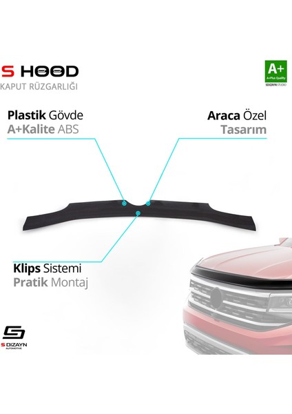 S-Dizayn Mercedes Sprinter Abs Plastik Kaput Rüzgarlığı 2000-2006 A+Kalite