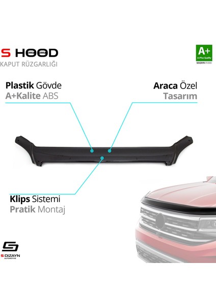 S-Dizayn Mercedes Sprinter Abs Plastik Kaput Rüzgarlığı 2006-2014 A+Kalite
