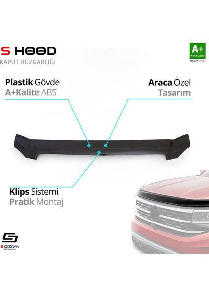 S-Dizayn Mercedes Vito Abs Plastik Kaput Rüzgarlığı 2003-2014 A+Kalite