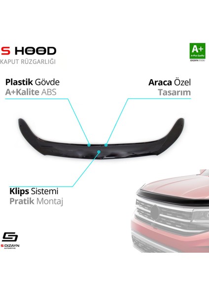 S-Dizayn Mercedes Vito Abs Plastik Kaput Rüzgarlığı 2014-2019 A+Kalite