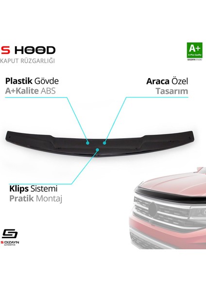 S-Dizayn Mitsubishi L200 Abs Plastik Kaput Rüzgarlığı 2007-2015 A+Kalite