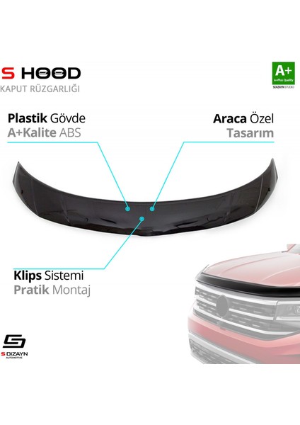 S-Dizayn Mitsubishi L200 Abs Plastik Kaput Rüzgarlığı 2015-2019 A+Kalite
