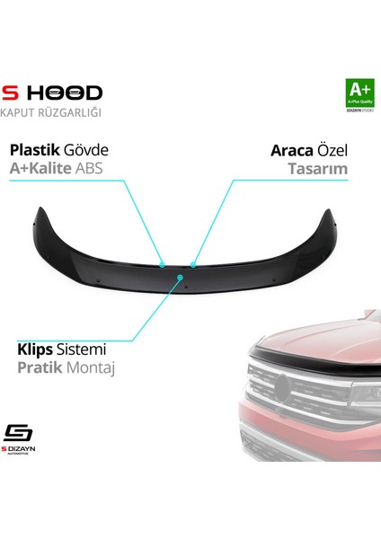 S-Dizayn Mitsubishi L200 Abs Plastik Kaput Rüzgarlığı 2020 Üzeri A+Kalite