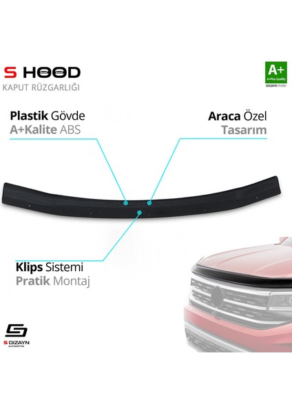 S-Dizayn Mitsubishi Pajero Abs Plastik Kaput Rüzgarlığı 1998-2006 A+Kalite