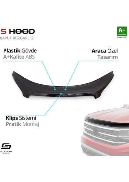 S-Dizayn Nissan Qashqai Abs Plastik Kaput Rüzgarlığı 2010-2013 A+Kalite