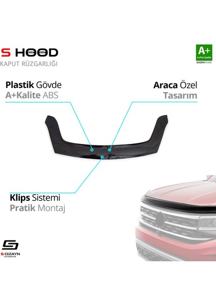 S-Dizayn Peugeot Partner Tepee Abs Plastik Kaput Rüzgarlığı 2009-2015 A+Kalite