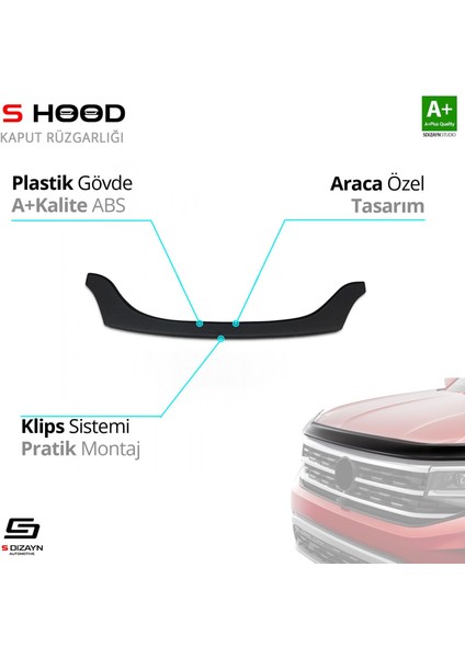S-Dizayn Renault Clio Symbol Abs Plastik Kaput Rüzgarlığı 2009-2013 A+Kalite