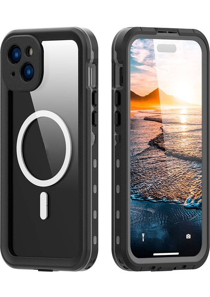 Apple iPhone 15 Plus 1-1 Su Geçirmez Pc + Tpu Kılıf Siyah