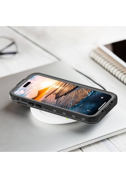 Apple iPhone 15 Plus 1-1 Su Geçirmez Pc + Tpu Kılıf Siyah