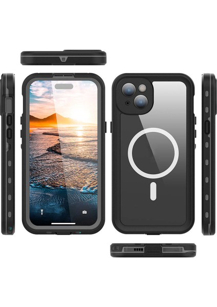 Apple iPhone 15 Plus 1-1 Su Geçirmez Pc + Tpu Kılıf Siyah