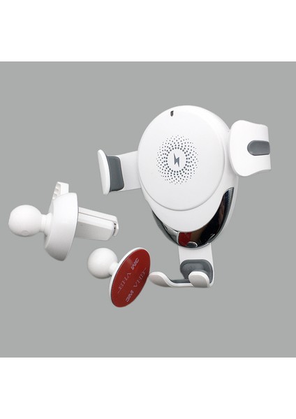 Otomatik Sıkıştırmalı Araç Telefonu Tutucu Kablosuz Şarj-Beyaz (Tek Set) (Yurt Dışından)