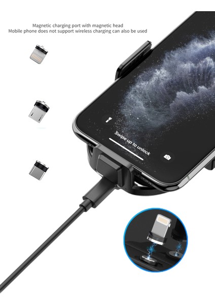 Manyetik Araç Kablosuz Şarj Cihazı, Havalandırmalı Gösterge Paneli Araç Şarj Standı-(Magic Clip A7S/STANDART [siyah])(Bir Set) (Yurt Dışından) modelleri