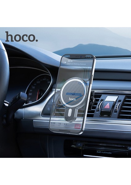 Hoco. CA85 Manyetik Emme Kablosuz Araba Şarjı IPHONE13 Cep Telefonu Navigasyon Çıkış Braketi (Yurt Dışından)