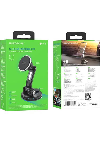 Borofone BH64 Orta Konsol Manyetik Araç Içi Telefon Tutucu Araba Cep Telefonu Navigasyon Tembel Alüminyum Alaşımlı Braket (Yurt Dışından) fırsatları