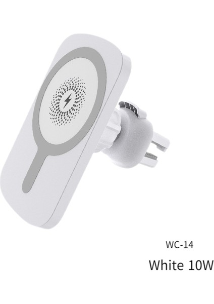 Manyetik Araç Kablosuz Şarj Cihazı, Havalandırmalı Gösterge Paneli Araç Şarj Standı-(Wc-14-Beyaz 10W)(TEK Set) (Yurt Dışından)