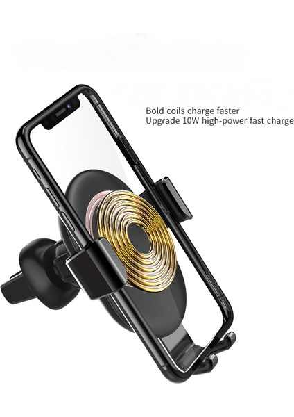 Otomatik Sıkıştırmalı Araç Telefonu Tutucu Kablosuz Şarj-Siyah (Tek Set) (Yurt Dışından) fiyatları