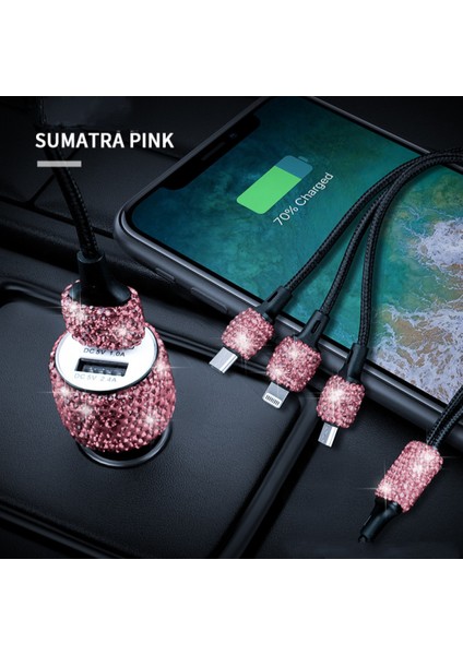 3 Parçalı Bling Araç Aksesuarları Seti, Araç Şarj Kablosu, Araç Telefonu Bağlantısı, Araç Güvenlik Çekiç Araç Şarj Cihazı, Kadınlar Kızlar Için (Pembe) (Yurt Dışından) modelleri