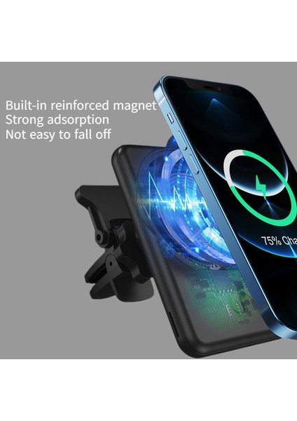 Manyetik Koruma Kılıfı 15 W Kablosuz Manyetik Araç Telefonu Şarj Cihazı-Araç Manyetik Bağlantı (Şarjsız)-Siyah (Bir Set) (Yurt Dışından) fiyatları