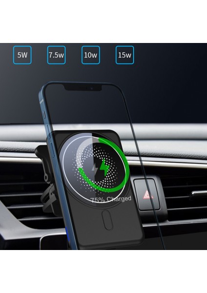 Manyetik Koruma Kılıfı 15 W Kablosuz Manyetik Araç Telefonu Şarj Cihazı-Araç Manyetik Bağlantı (Şarjsız)-Siyah (Bir Set) (Yurt Dışından) fırsatları