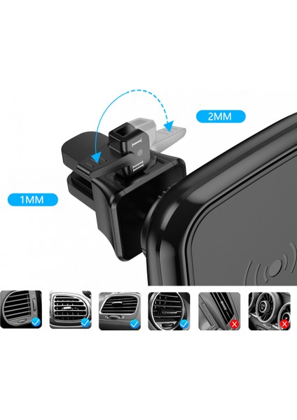 Kablosuz Araç Şarj Cihazı, 10W Hızlı Şarj Otomatik Sıkma Araç Montajı, Ön Cam Havalandırmalı Telefon Tutucu - (Siyah) (Tek Parça) (Yurt Dışından)