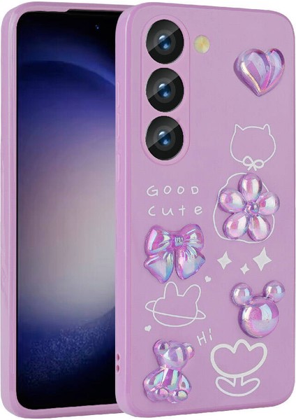 Case 4u Galaxy A54 Kabartma Figürlü Parlak Toys Silikon Kılıf Mor