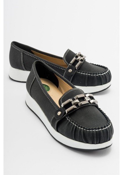 Kare Tokalı Babet SİYAH KOT