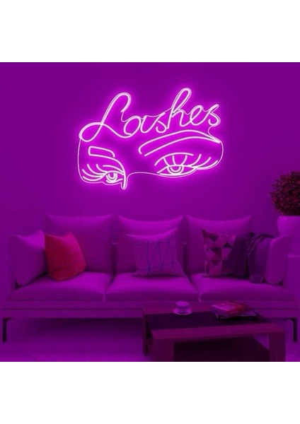 Lashes Yazılı Göz Figürlü Neon Tabela