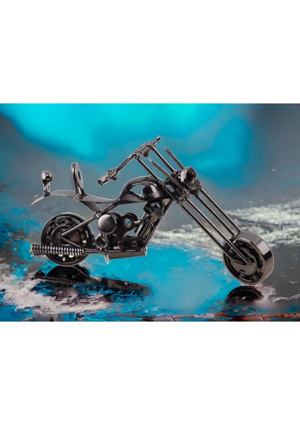 Nostaljik Retro El Yapımı Metal Motosiklet Modeli Dekoratif Biblo Vitrin Süsü Ev Yeni Yıl Hediyesi 3