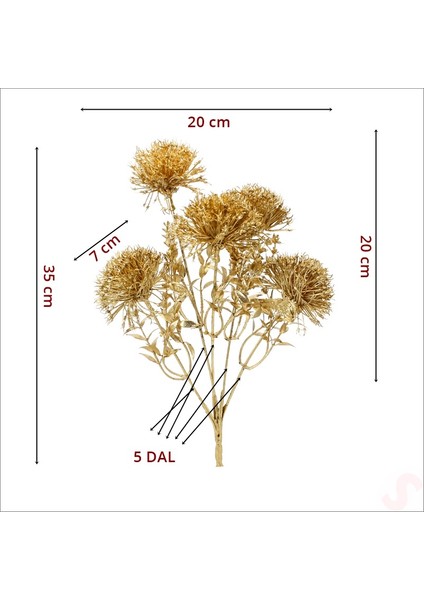 Yapay 5 Dallı Tomurcuk Cipso Demeti, 35CM x 20CM