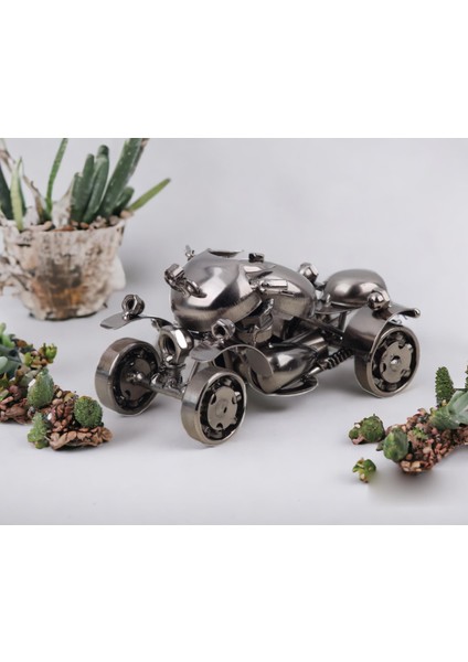 Nostaljik Retro El Yapımı Metal Atv Motosiklet Modeli Dekoratif Biblo Vitrin Süsü Yeni Yıl Hediyesi