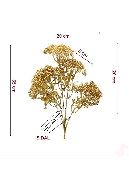 Yapay 5 Dallı Tomurcuk Cipso Demeti, 35CM x 20CM