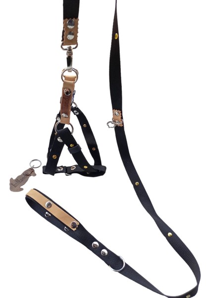 Köpek göğüs tasması gezdirme kayışlı set siyah küçük ırk uzunluk:125cm göğüs ölçüsü:30-50cm ayarlamalı dog harness TB4-5 fiyatları