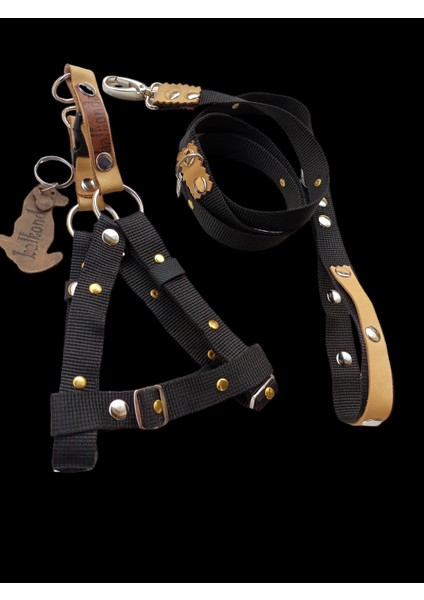 Köpek göğüs tasması gezdirme kayışlı set siyah küçük ırk uzunluk:125cm göğüs ölçüsü:30-50cm ayarlamalı dog harness TB4-5 modelleri