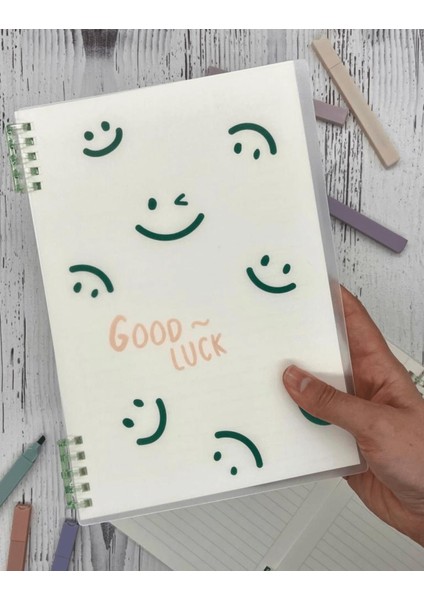 Sevimli Good Luck Desenli Spiralli Binder B5 Defter Scrapbook