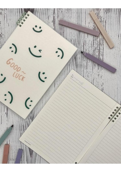 Sevimli Good Luck Desenli Spiralli Binder B5 Defter Scrapbook