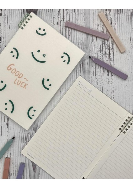Sevimli Good Luck Desenli Spiralli Binder B5 Defter Scrapbook