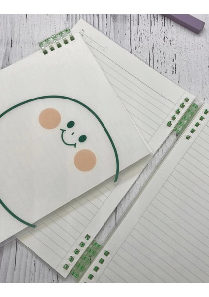 Sevimli Stay Happy Desenli Spiralli Binder B5 Defter Scrapbook