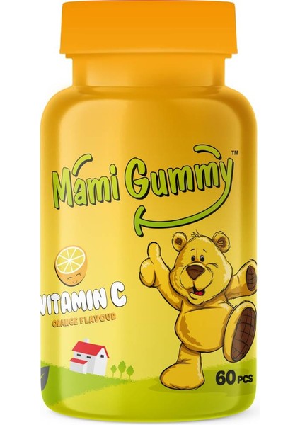 Kids Gummies C Vitamini İçeren 60 Adet Çiğnenebilir Gummy Jel Portakal Aromalı