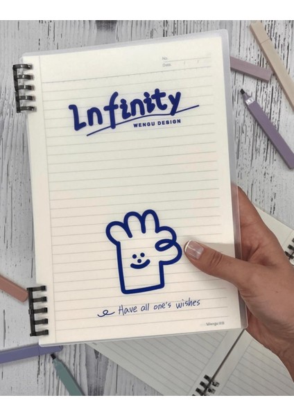 Sevimli Infinity Desenli Spiralli Binder B5 Defter Scrapbook