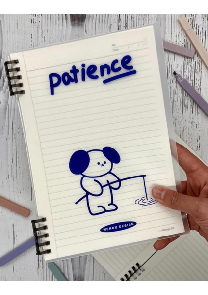Sevimli Patience Desenli Spiralli Binder B5 Defter Scrapbook