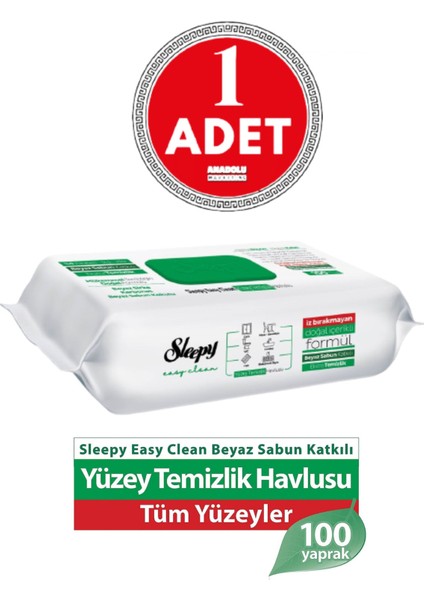 Easy Clean Beyaz Sabun Katkılı Yüzey Temizlik Havlusu 100 Yaprak