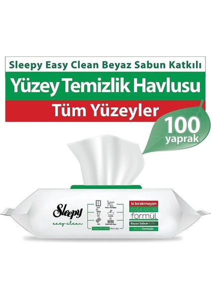 Easy Clean Beyaz Sabun Katkılı Yüzey Temizlik Havlusu 100 Yaprak