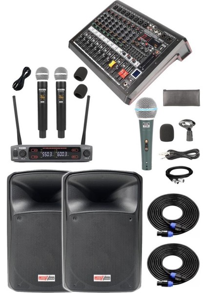 Extreme Paket-1 Mixer Hoparlör Mikrofon Full Ses Sistemi Seti