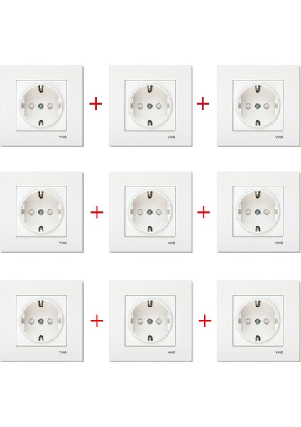 - Karre-Meridian Beyaz Topraklı Priz Çocuk Korumalı + Çerceve Dahil (2+1 Ev Için + 12 Adet)