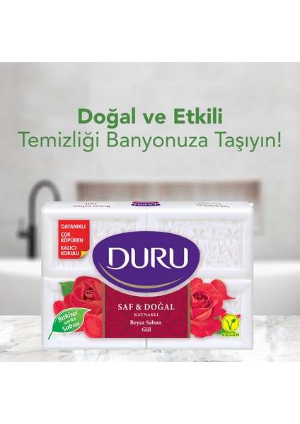 Saf & Doğal Kaynaklı Gül 16 Adet Beyaz Kalıp Sabun 4x600gr