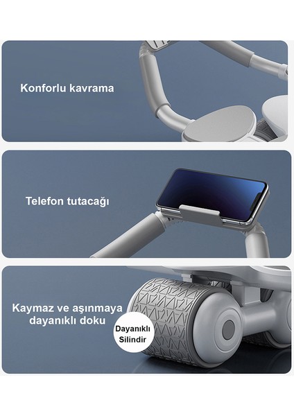 Dijital Ekranlı Çek Bırak - Dirsek Destekli Mekik Aleti - Karın Egzersiz Aleti