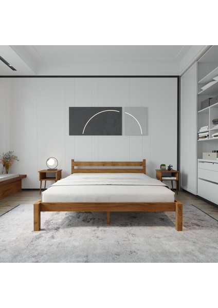 Letto Model Ceviz Renk Çam Ahşap Karyola