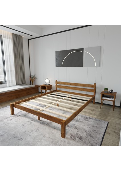 Letto Model Ceviz Renk Çam Ahşap Karyola modelleri